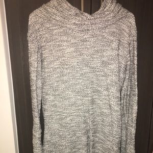 Long gray knit sweater